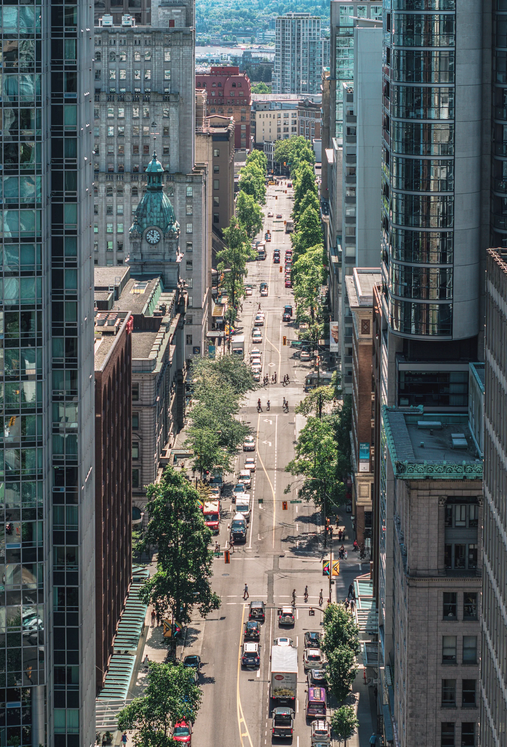 West Hastings Street Looking East in Downtown Vancouver