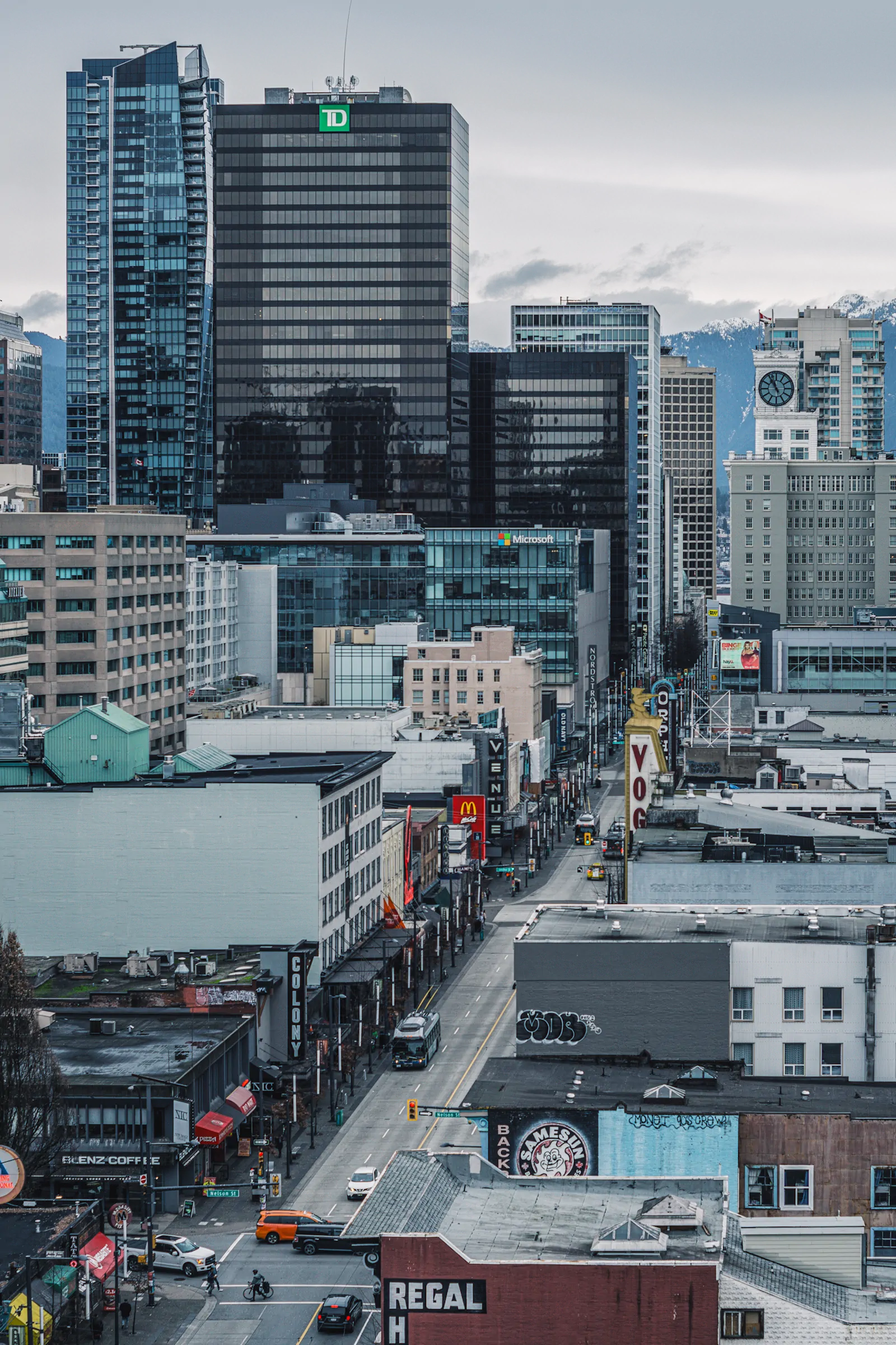 Granville Street Looking North Through Downtown Vancouver